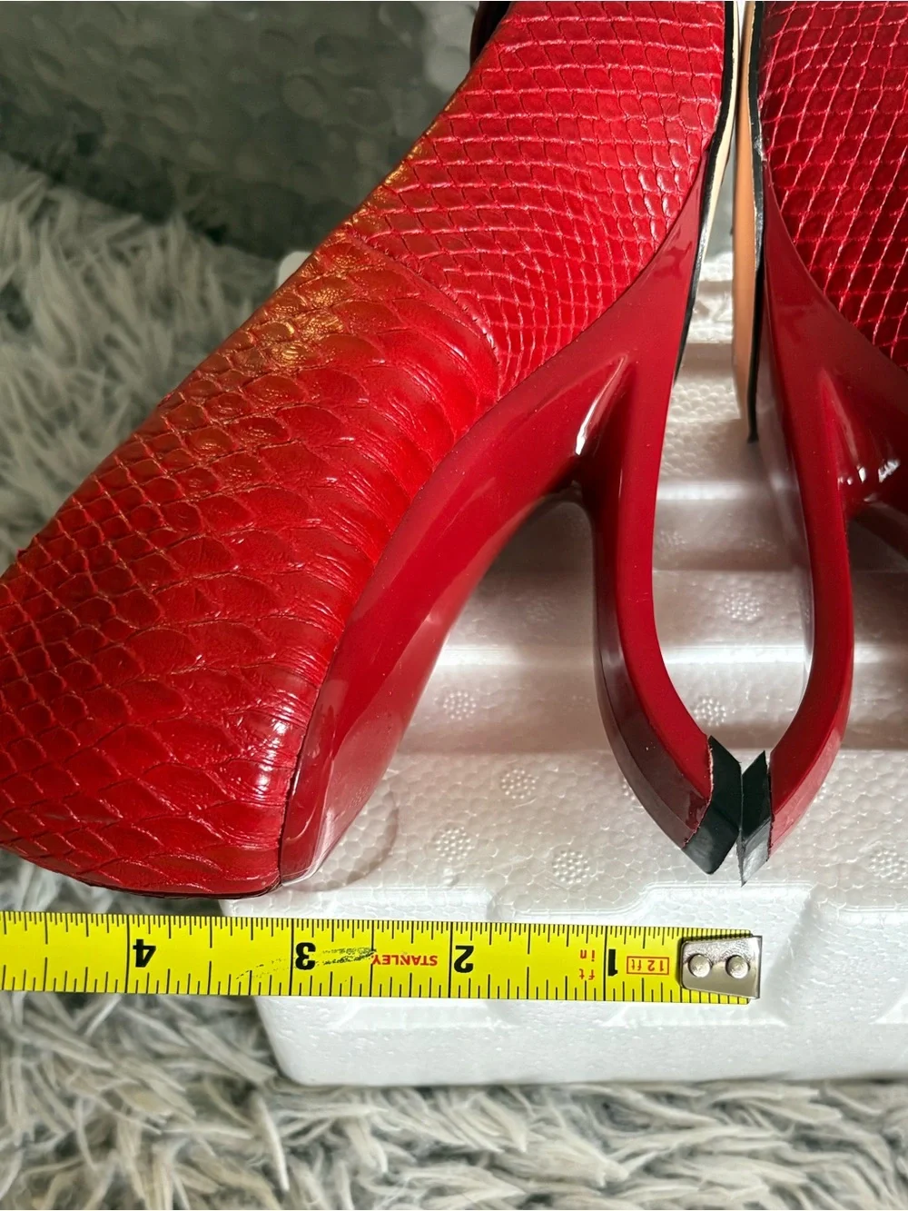 NEW ART Red Snakeskin Alligator Leather Pointed Toe Pumps Wedge Heels Shoes